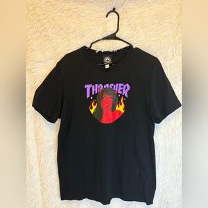 Thrasher “Roja” Devil Graphic Black Tee - Size Large - Bold Skate Streetwear🔥